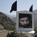 A picture of slain Afghan national hero Ahmad Shah Massoud is set along the road in Panjshir province